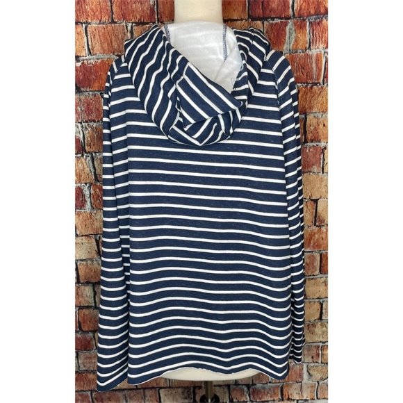 State of Mine Florida Blue Striped Womens XXL Hooded Pullover Sweatshirt Raw Hem - Picture 5 of 8